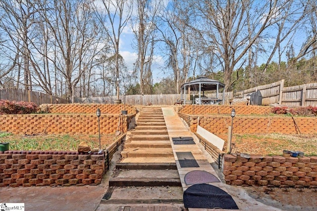 view of yard with a gazebo