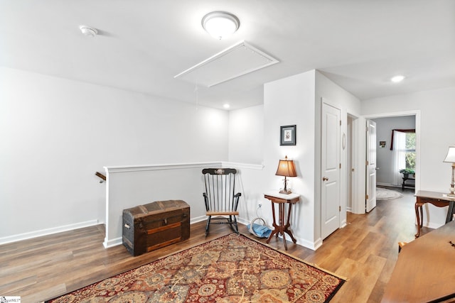 living area with light wood-type flooring