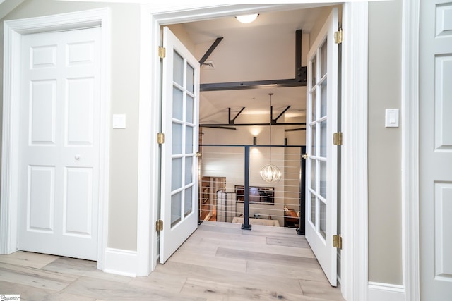 hallway with french doors