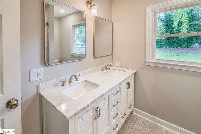 bathroom featuring vanity and tile patterned floors