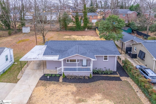 drone / aerial view featuring a residential view