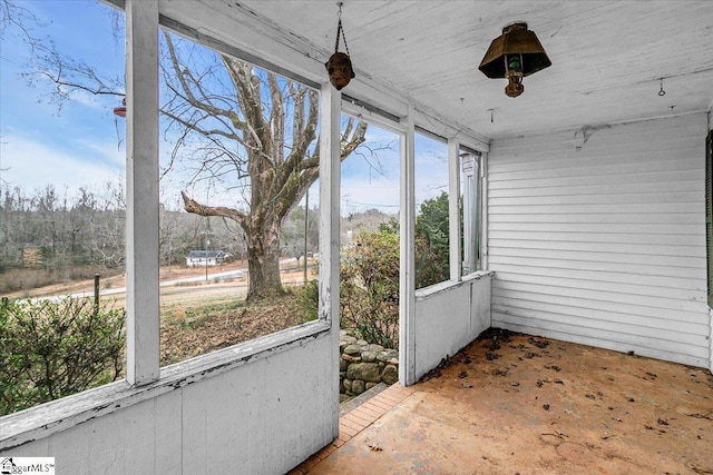 view of unfurnished sunroom