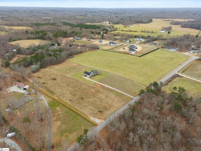 aerial view with a rural view