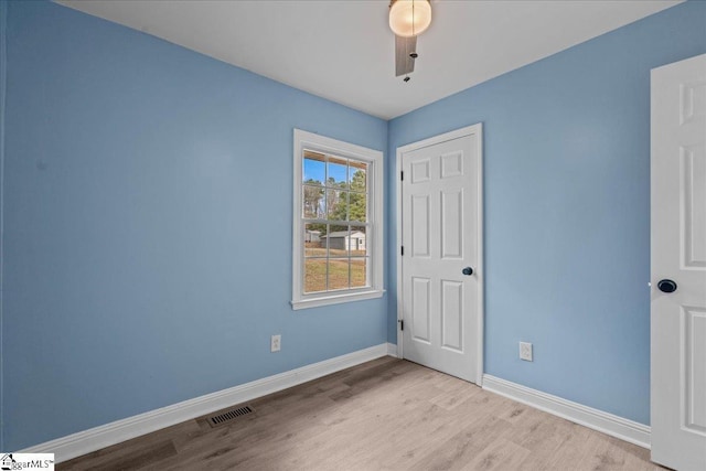 unfurnished bedroom with light hardwood / wood-style flooring