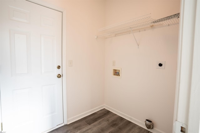 laundry area featuring dark hardwood / wood-style floors, hookup for an electric dryer, and hookup for a washing machine