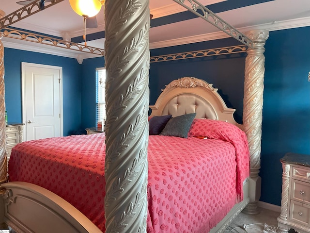 bedroom with ornamental molding