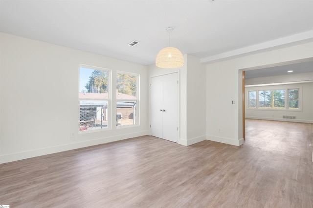 empty room featuring plenty of natural light and light wood-type flooring