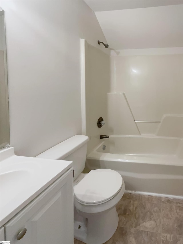 full bathroom featuring vanity, toilet, and bathing tub / shower combination