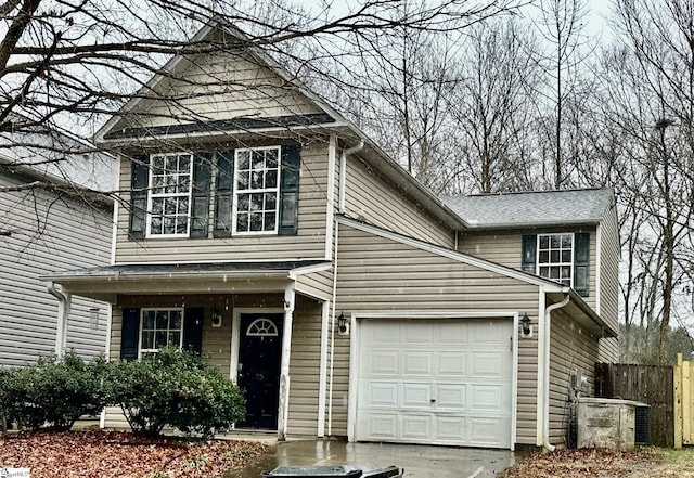 front facade with a garage