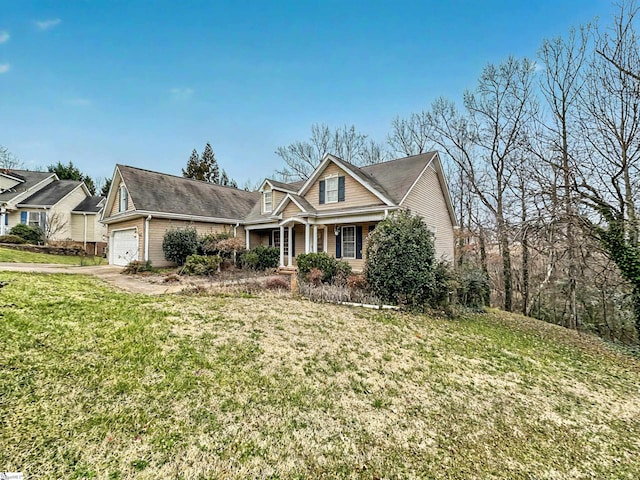 view of front facade featuring a garage and a front yard