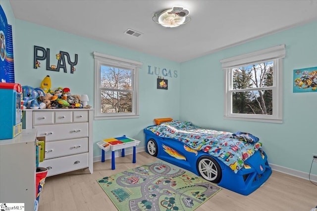 bedroom featuring light hardwood / wood-style floors