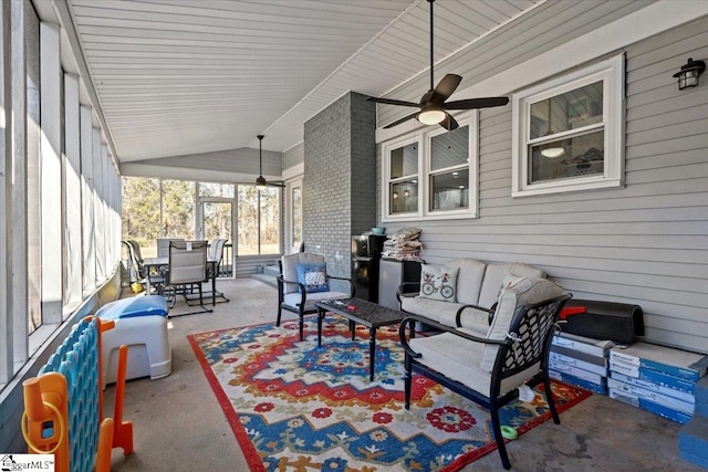 view of patio featuring outdoor lounge area and ceiling fan