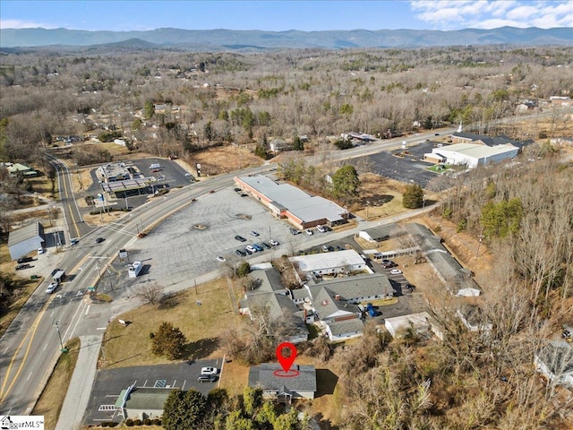 birds eye view of property with a mountain view