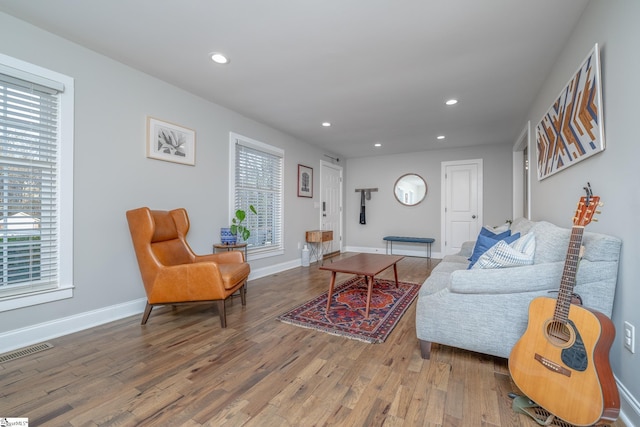 living room with hardwood / wood-style floors