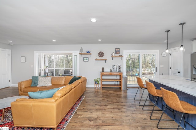 living room featuring light hardwood / wood-style flooring