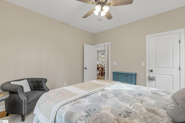 bedroom featuring ceiling fan