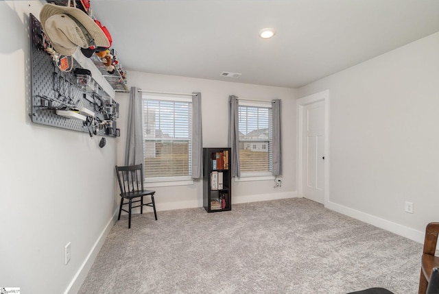 sitting room featuring carpet