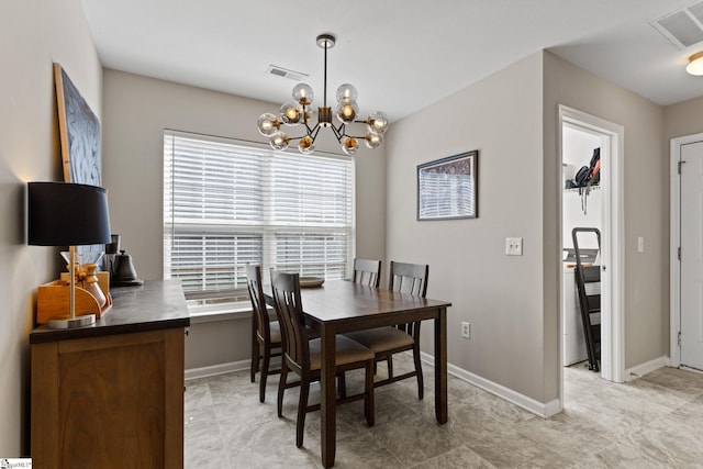 dining room with an inviting chandelier