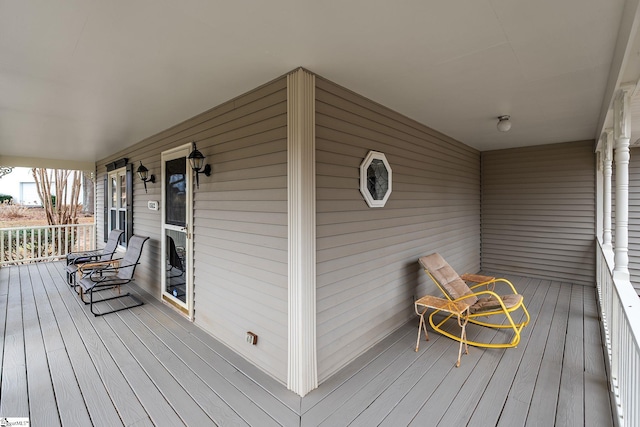 deck featuring a porch