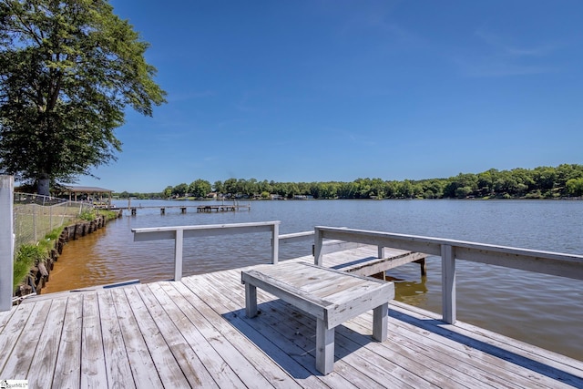 dock area featuring a water view