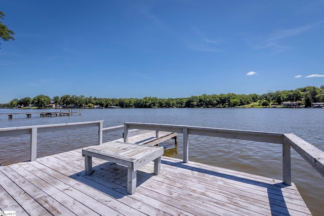 view of dock featuring a water view