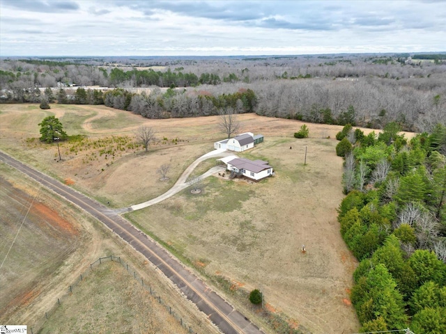 bird's eye view with a rural view