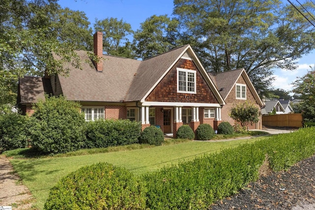 craftsman-style house featuring a front lawn