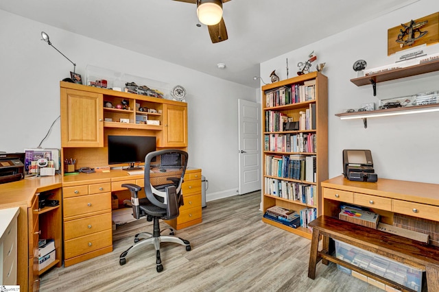 office area featuring light hardwood / wood-style flooring