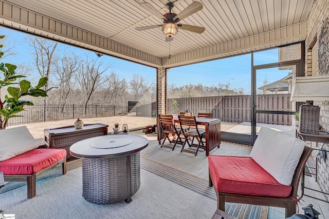 view of patio with ceiling fan