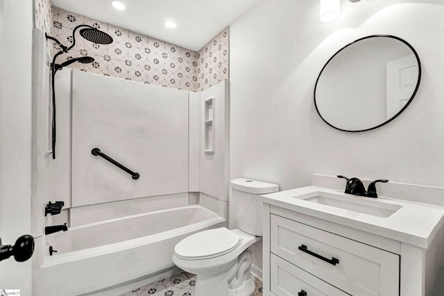 full bathroom featuring vanity, toilet, and shower / bath combination