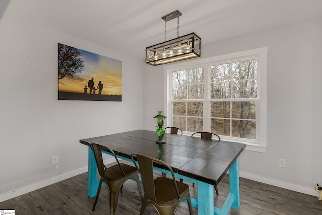 dining space featuring dark hardwood / wood-style flooring