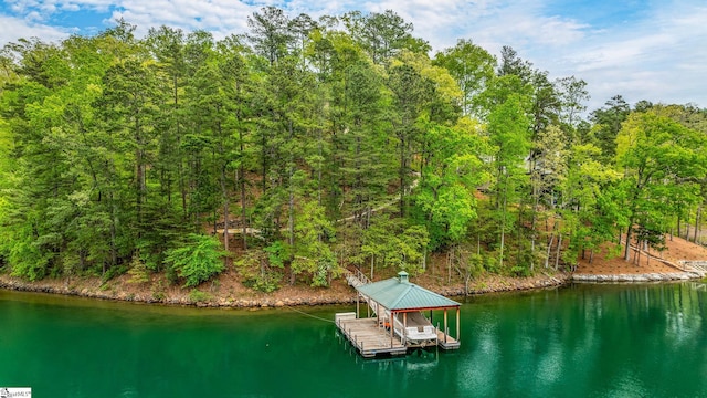view of dock featuring a water view