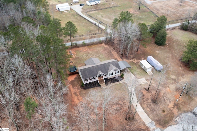 bird's eye view with a rural view