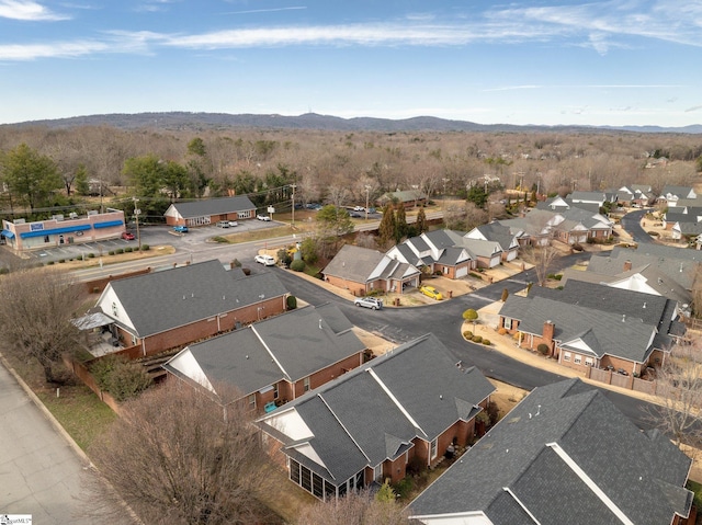 aerial view with a mountain view