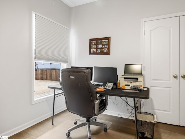 office featuring hardwood / wood-style flooring