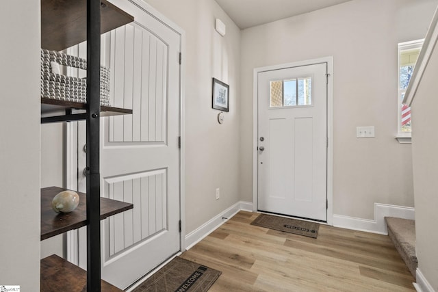 entryway with light wood-type flooring