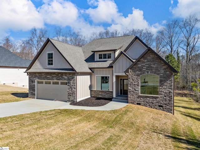 craftsman-style home featuring a garage and a front yard