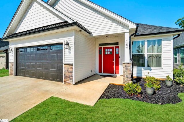 exterior space featuring a garage