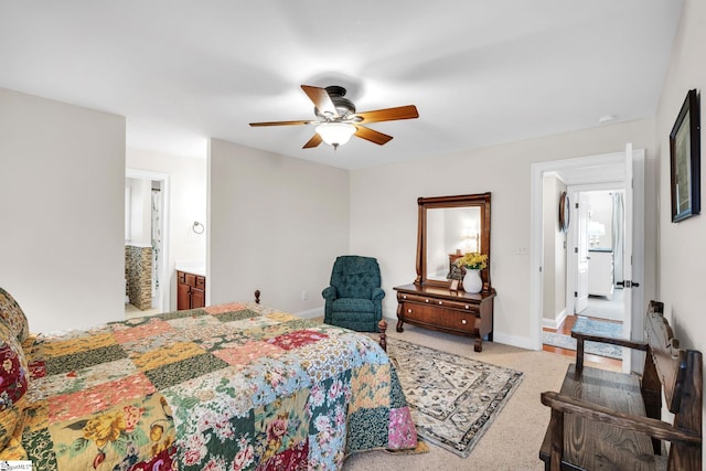 bedroom with carpet and ceiling fan