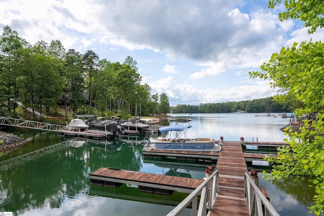 dock area featuring a water view