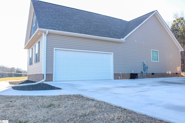 view of home's exterior with a garage