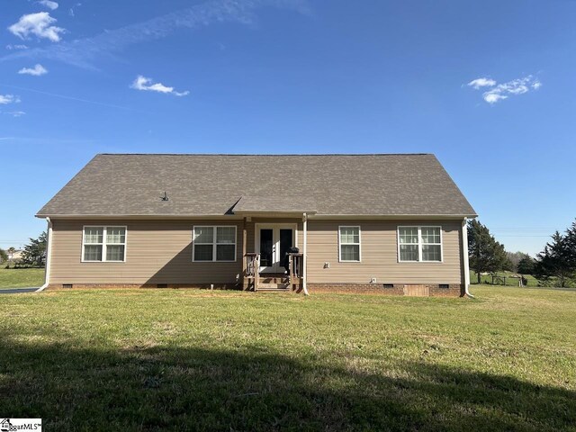 626 Johnny Long Rd, Iva, SC 29626 - rear view of house with a lawn, crawl space, and roof with shingles