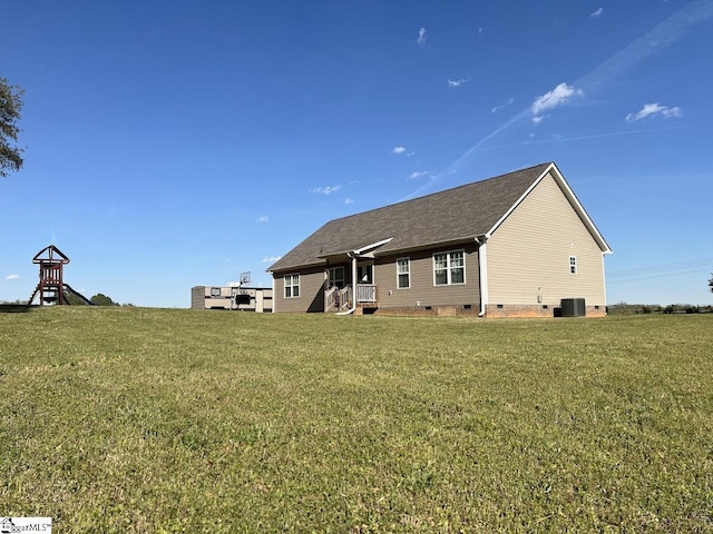 626 Johnny Long Rd, Iva, SC 29626 - rear view of property with a playground, central AC, crawl space, a shingled roof, and a yard