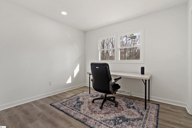 office area featuring wood-type flooring