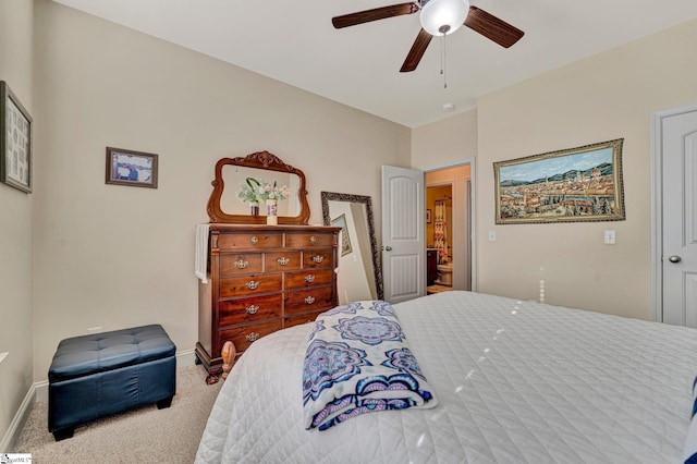 bedroom featuring carpet and ceiling fan