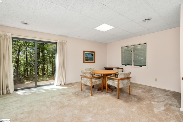 view of carpeted dining space