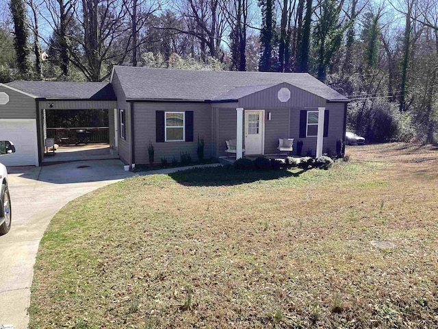 single story home with a carport and a front yard