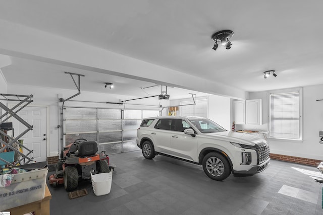 garage with a garage door opener