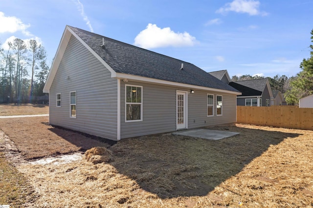 rear view of house featuring a patio area