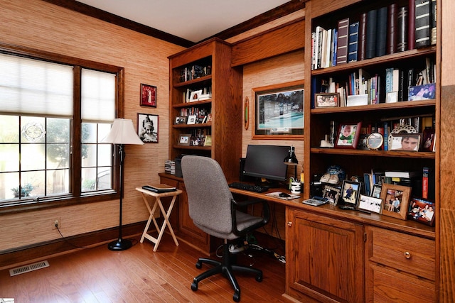 office featuring hardwood / wood-style flooring